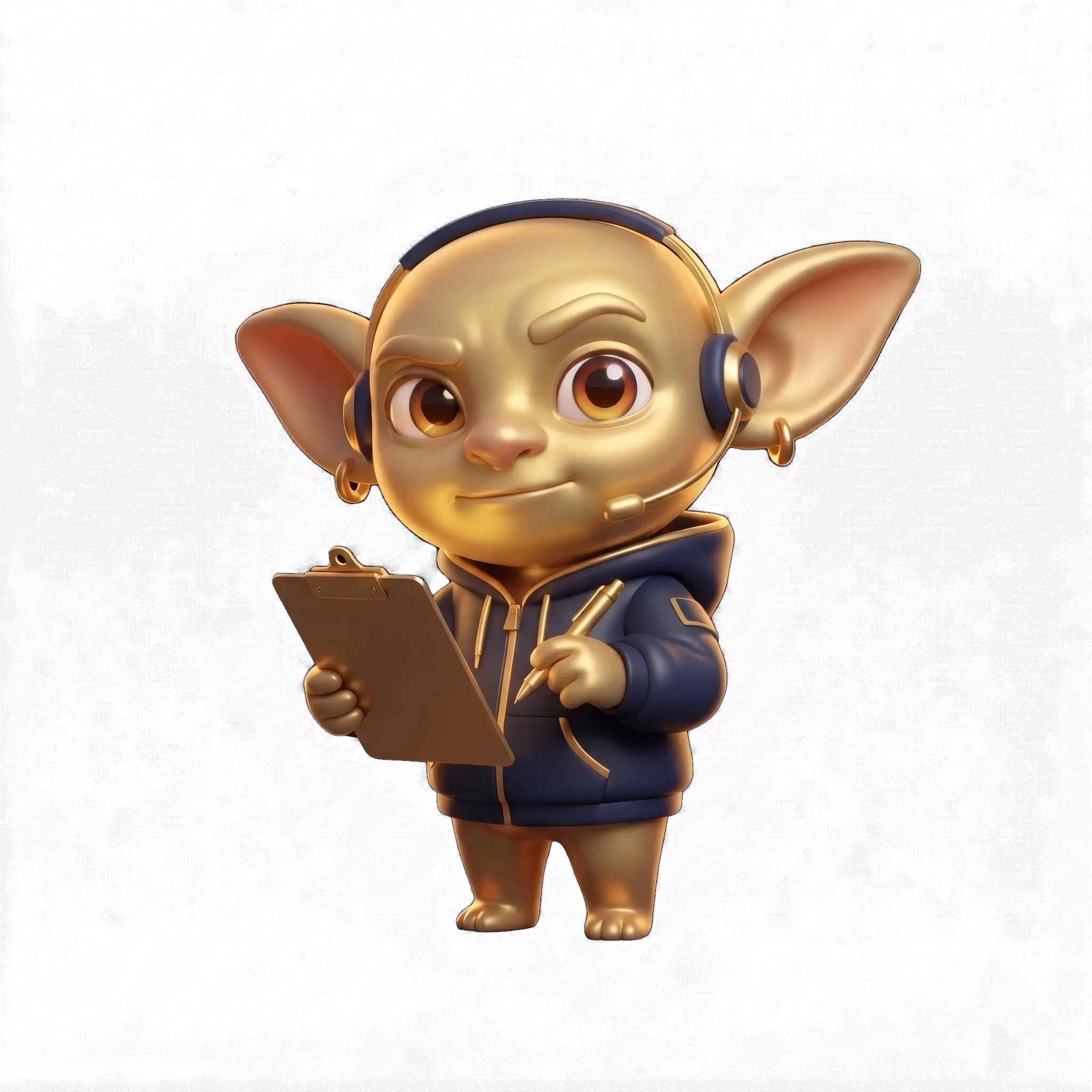 Golden Goblin mit Klemmbrett